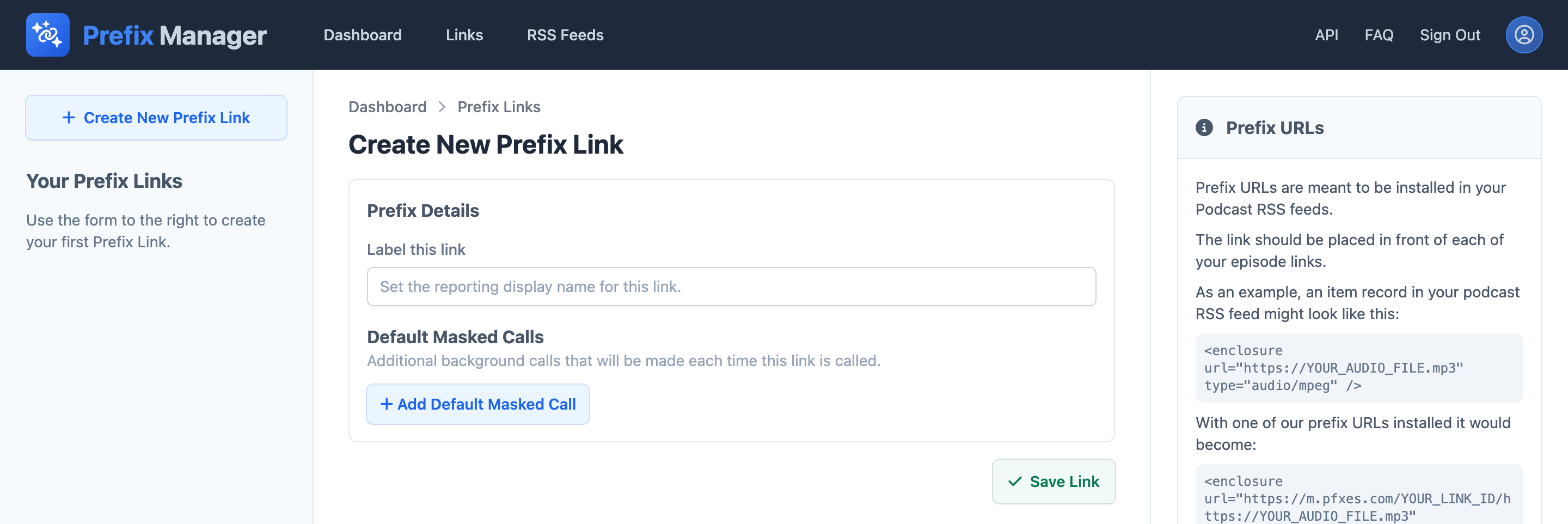 Create a New Prefix Link